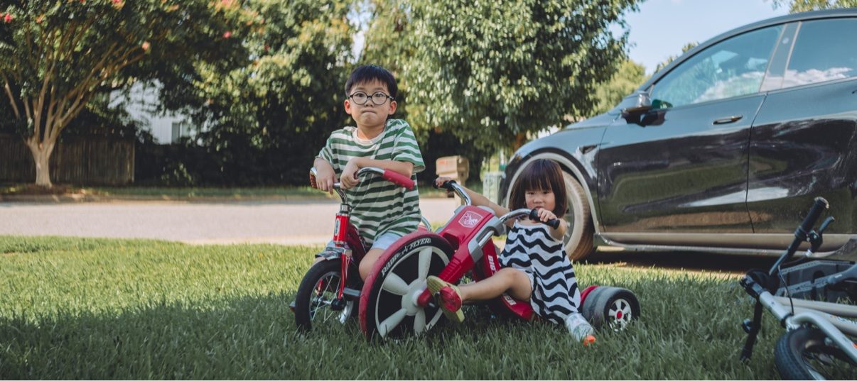 Tricycles in the yard
